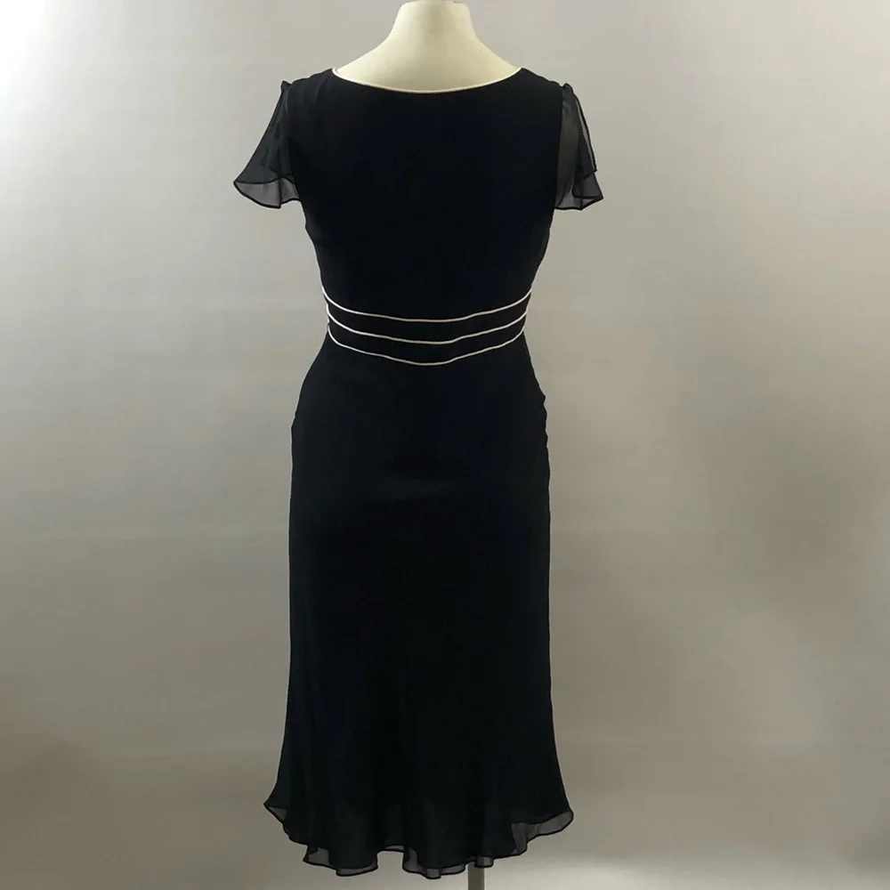 BCBG MAXAZRIA Silk Sheer Flutter Sleeve V Neck Midi Dress Size‎ 6 - Picture 4 of 9